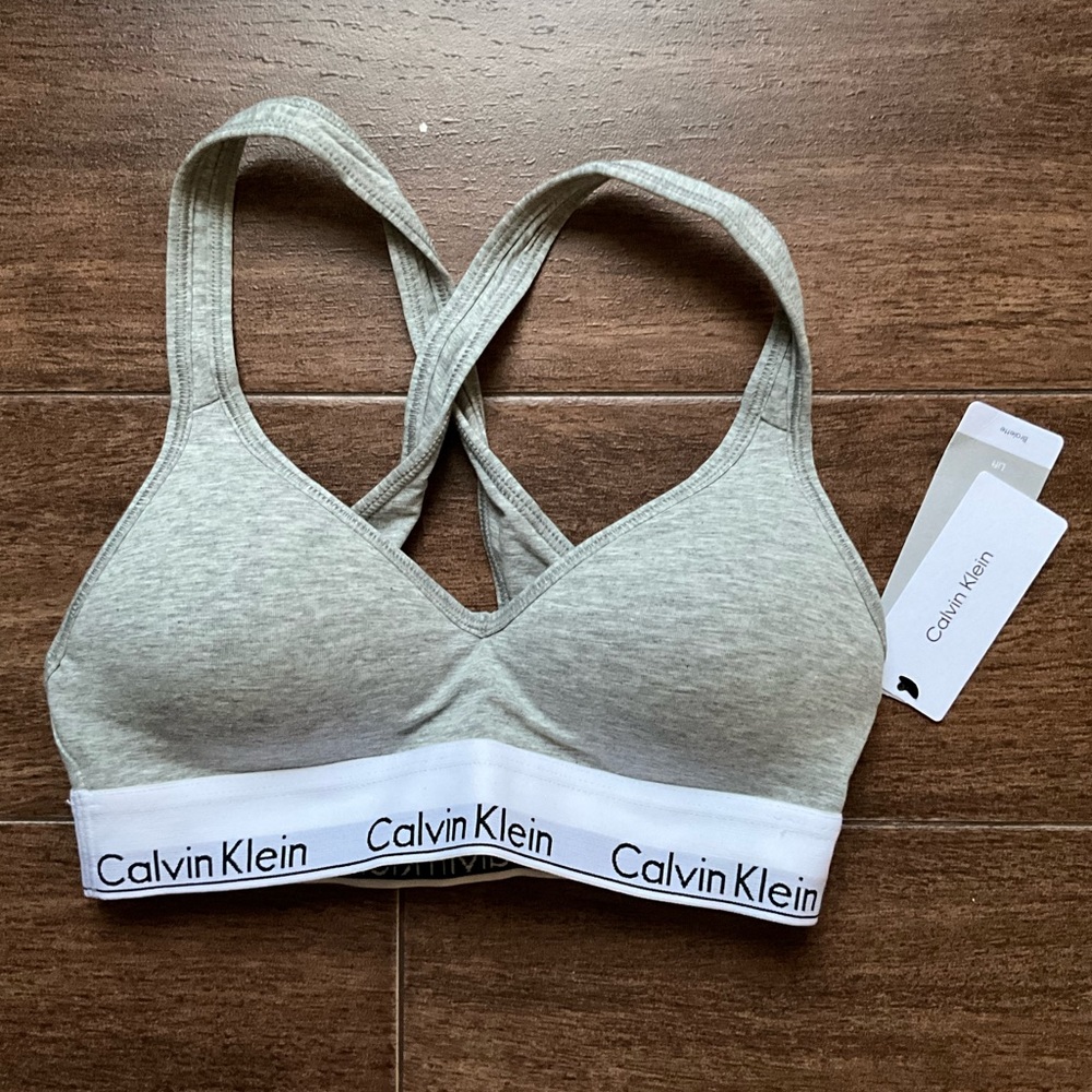 Women’s XS Gray/Grey and White Calvin Klein Bralette Sports Bra